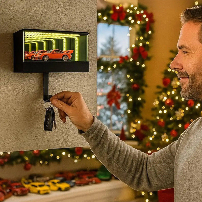 3D Printed Wall-Mounted Car Key Holder with Garage Hook, Fun Infinite Garage Keychain, Car Key Storage Rack, Car Key Organizer