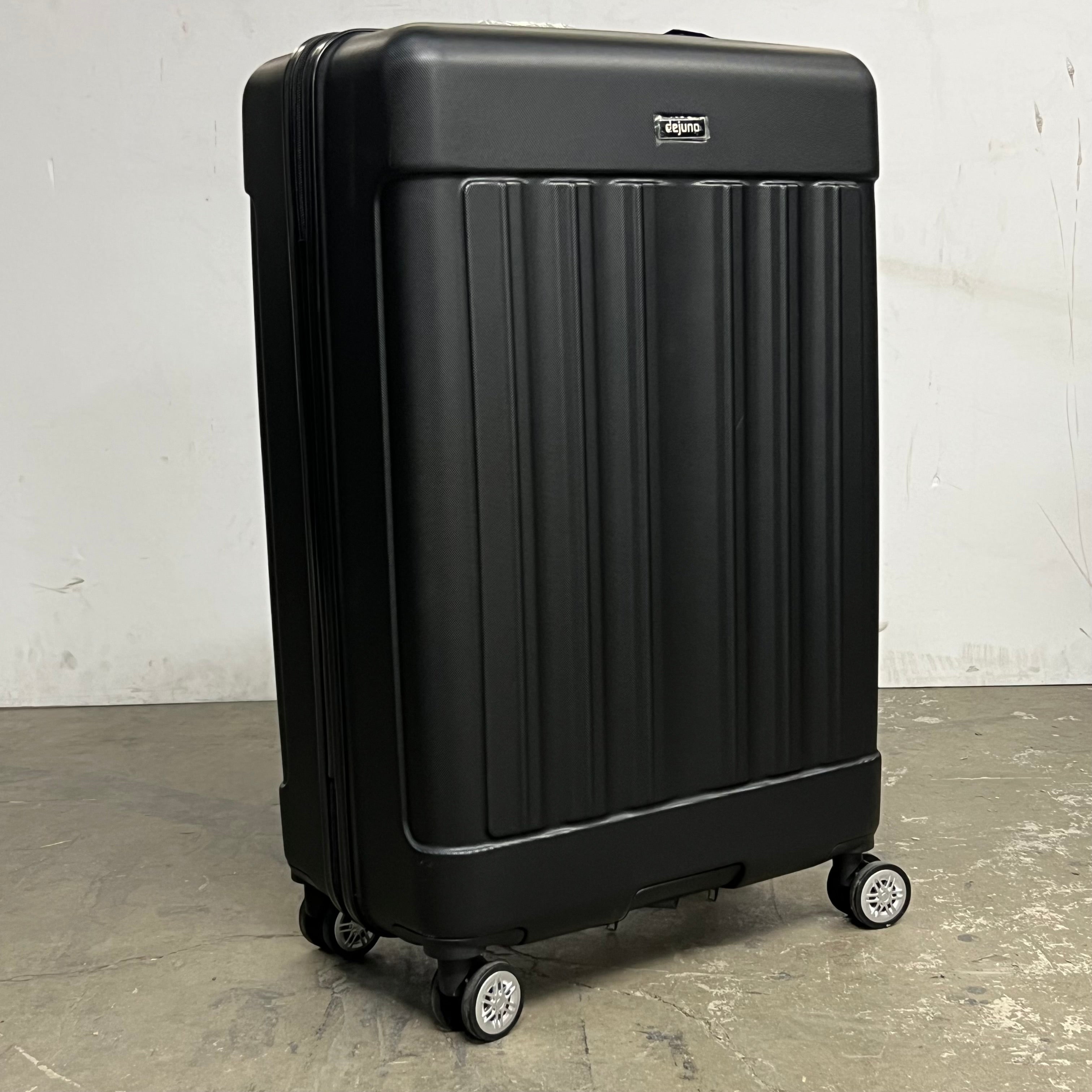DEJUNO (3 PACK) Light Weight Expandable Spinner Rolling Suitcase Set BLACK 2207DJBF
