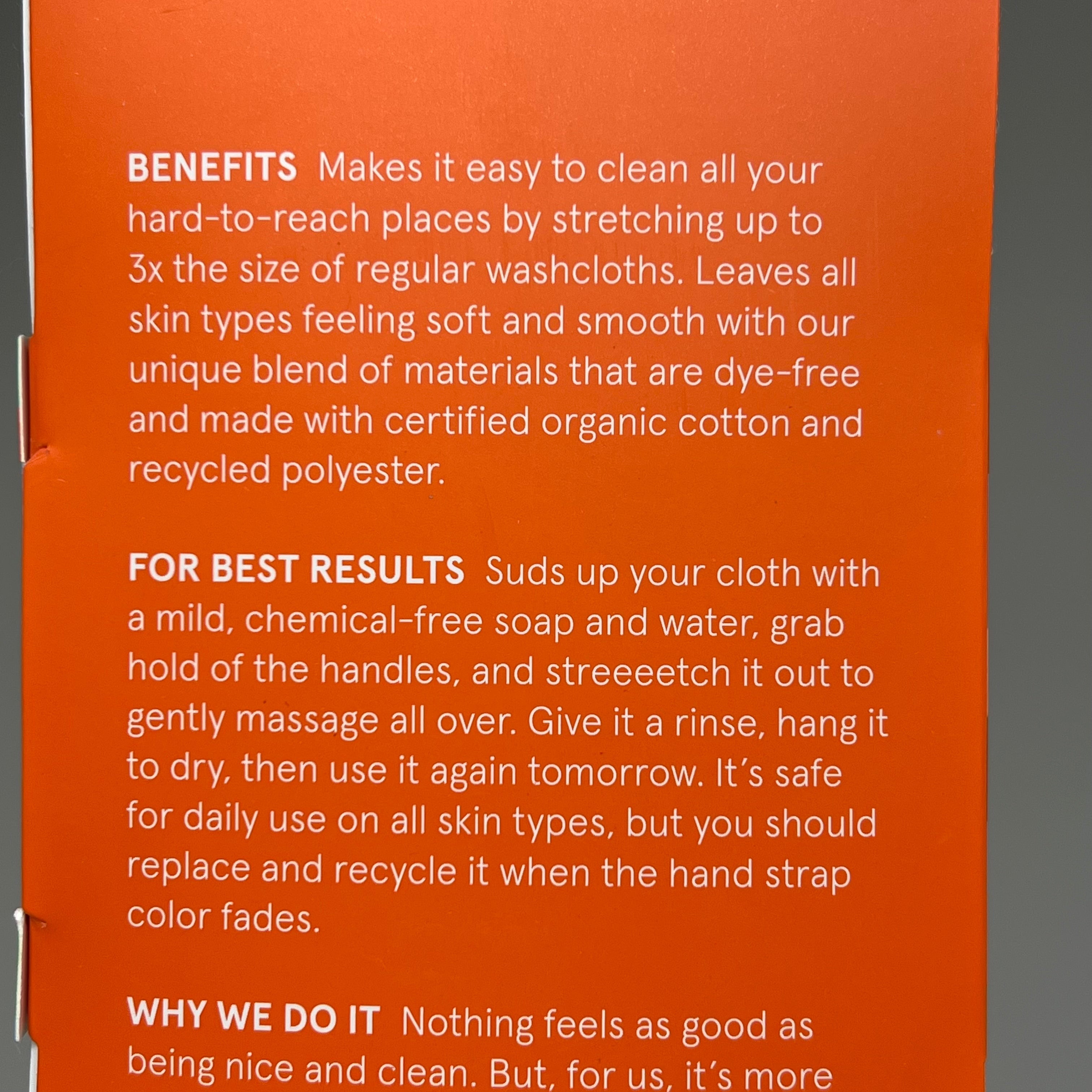 CLEANLOGIC Certified Organic Cotton Exfoliating Stretch Cloth 17"x 8" 1200219
