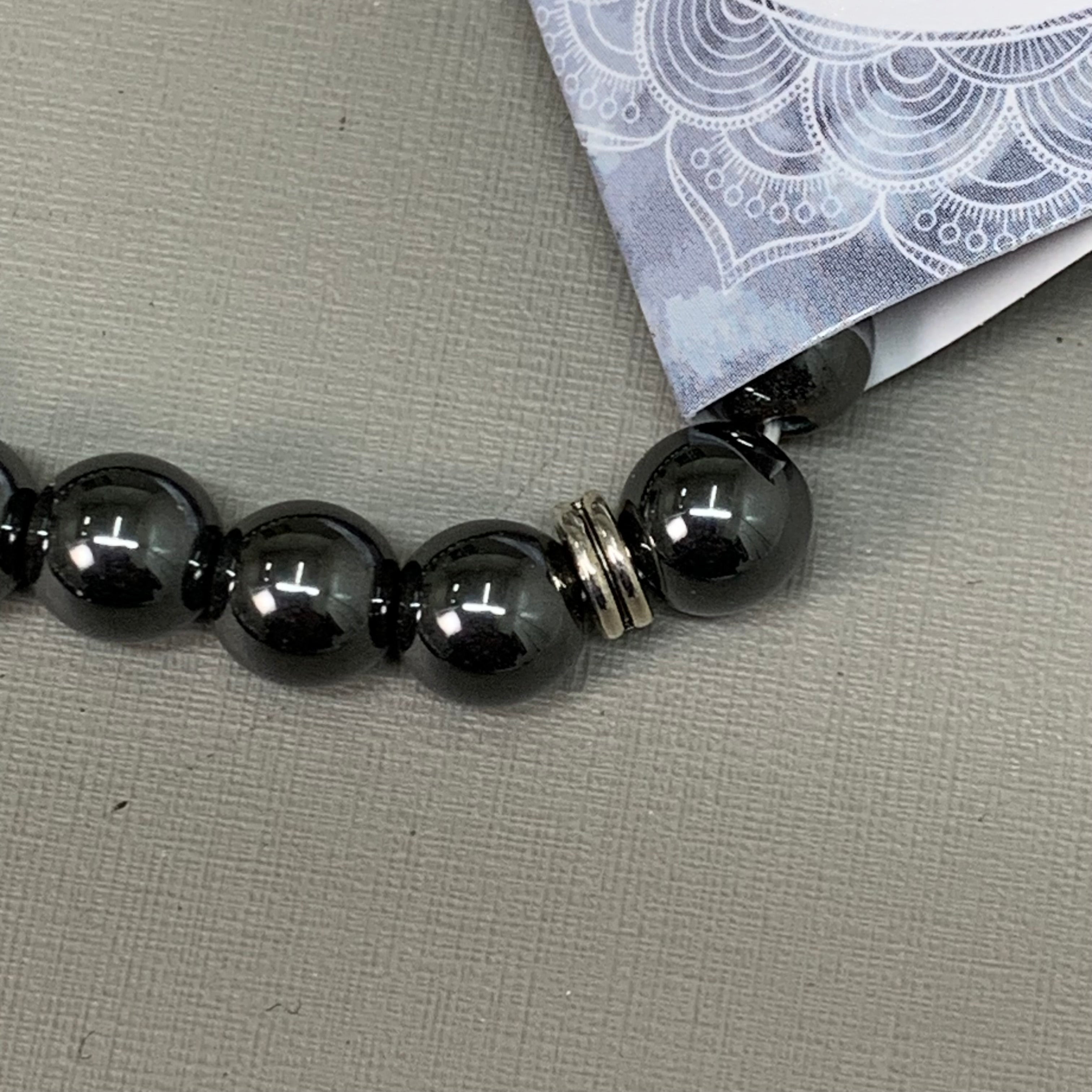 BEST WHOLESALE (12 PACK) Beaded Hematite Crystal Bracelets 3" Silver Tree New
