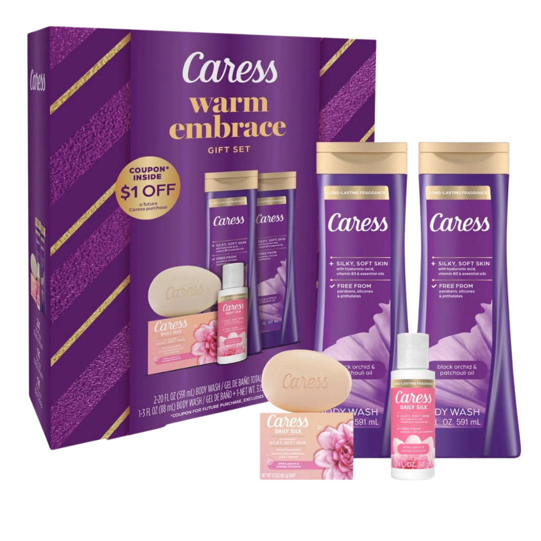 Caress Warm Embrace Black Orchid & Patchouli Oil Gift Set for Women (4-Piece Set)