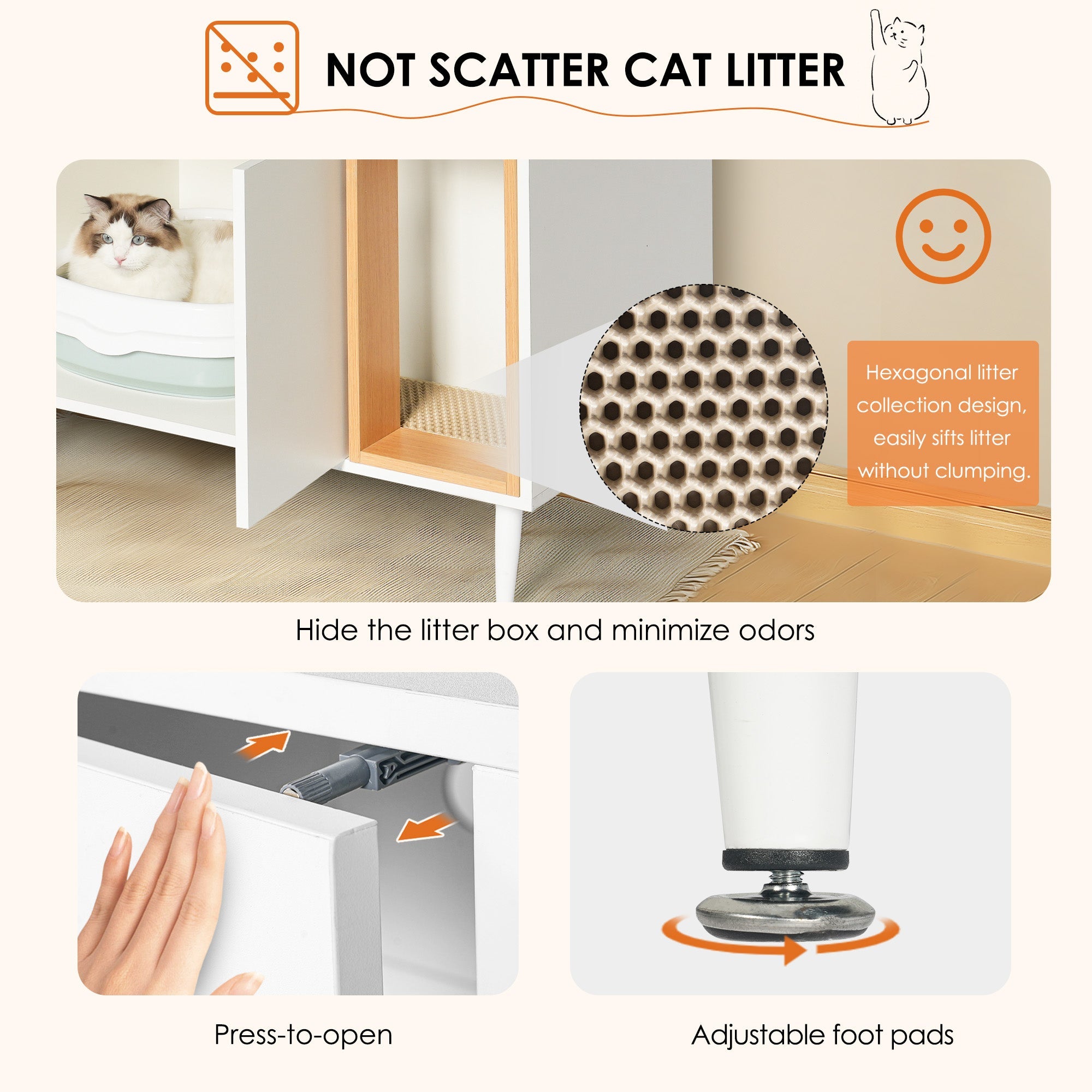 Bathroom sink cabinet, with cat trash can shell, hidden garbage pet bathroom, with partition, wooden cabinet furniture, white