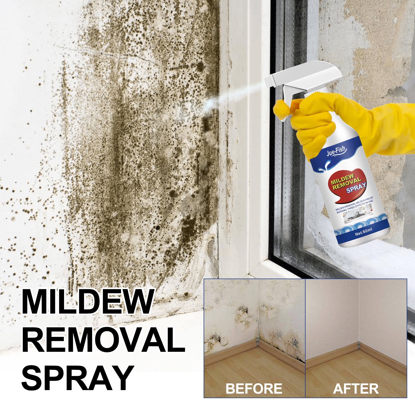 Mildew Removal Spray, Clean Mildew Stains On Bathroom Tile Walls And Ceiling Multi-Functional Mildew Stain Spray