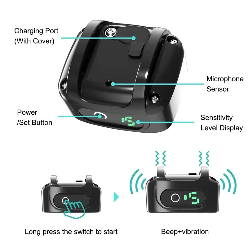 Pet Dog Anti Bark Device USB Ultrasonic Intelligent Electric Training Stop Barking Vibration Water Proof Collar Pet Products