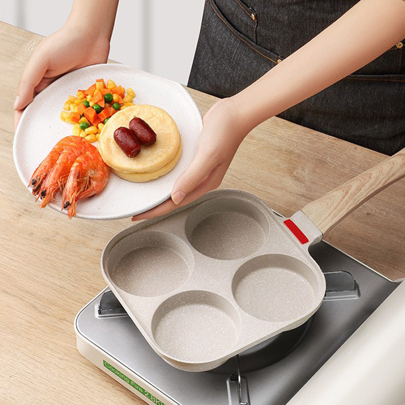 Fried Egg Burger Machine Frying Pan Non-Stick Surface Household Four Hole Breakfast Pan Fried Egg Divine Tool Pancake Pan