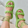 Strappy Sandals Candy Color Weave Flats Shoes Women Summer Dress Shoes