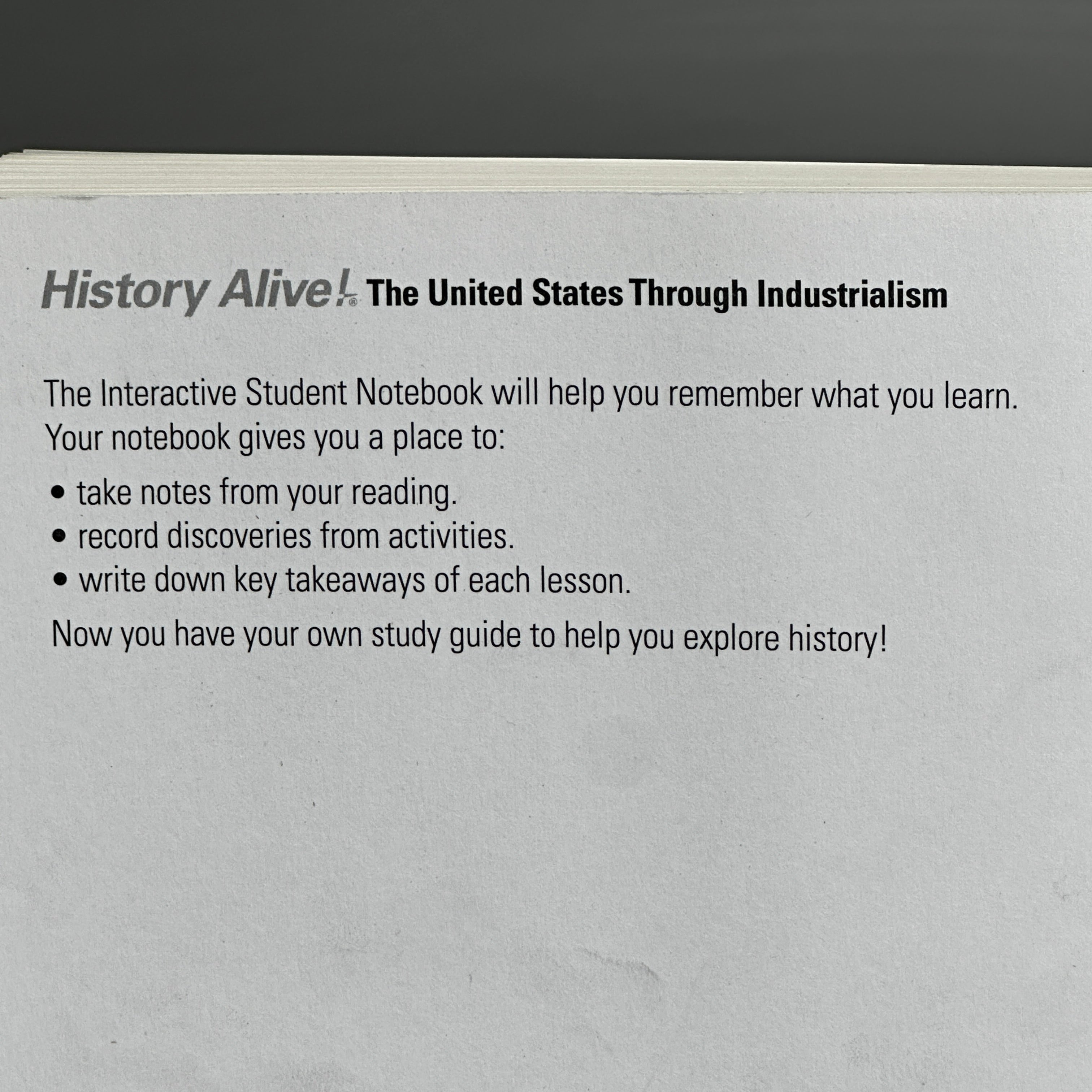 TCI History Alive! The Interactive Student Notebook 9781583712726 Used