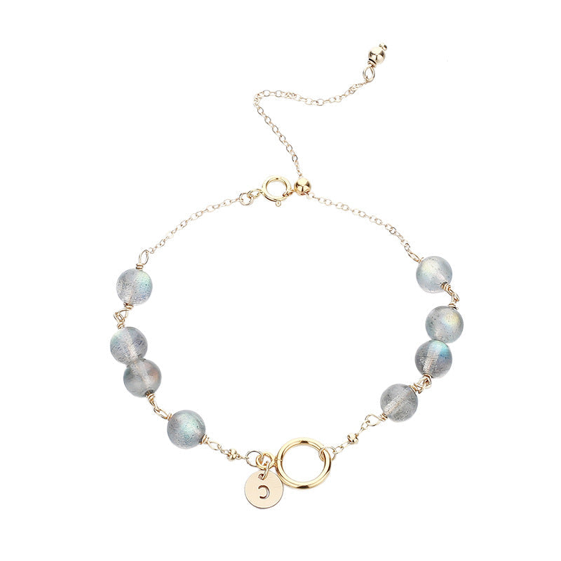 Natural Female Strawberry Gold Crystal Aquamarine Bracelet