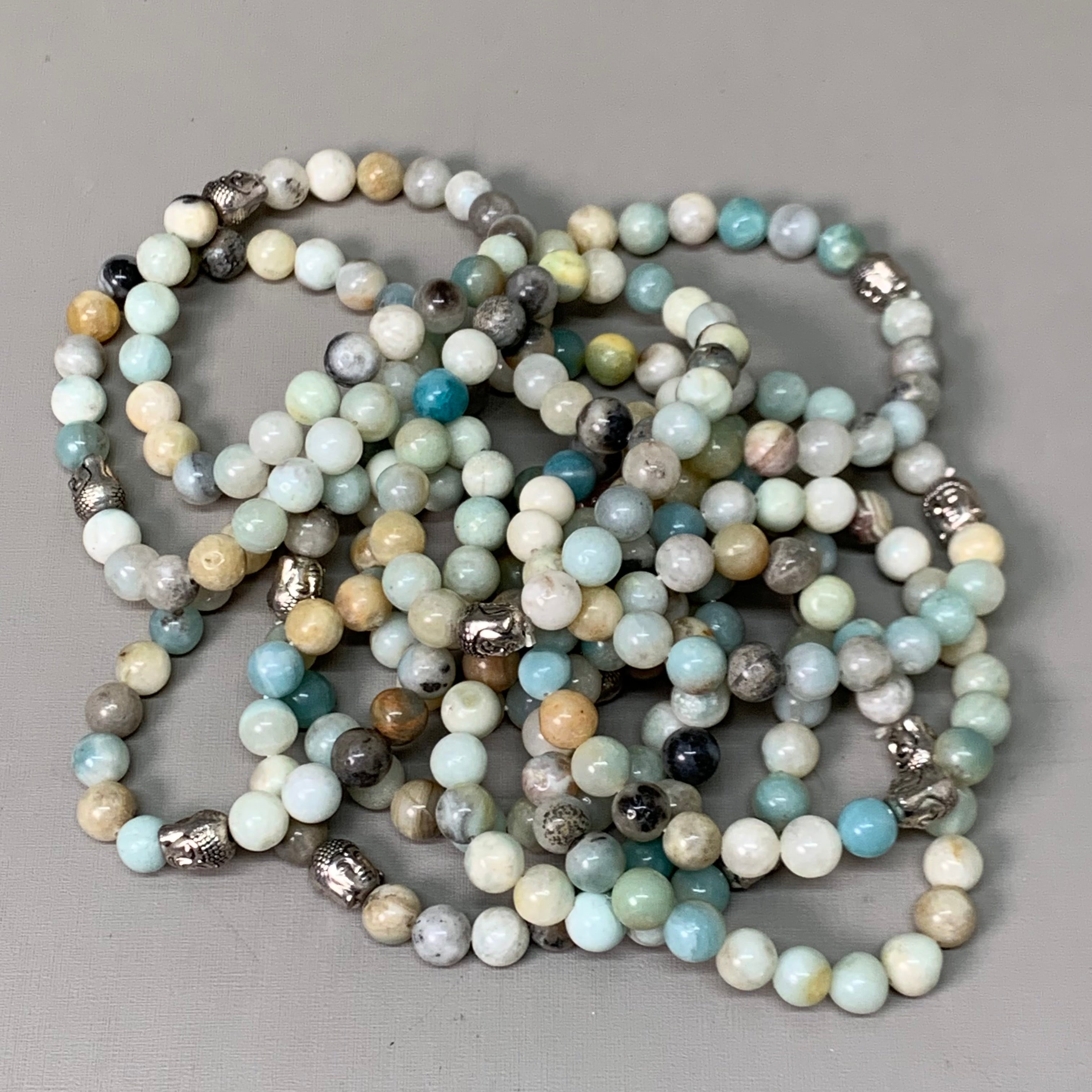 BEST WHOLESALE (12 PACK) Beaded Amagonite Crystal Bracelets 3" Green/Turquoise New
