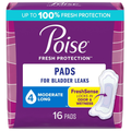 Poise Fresh Protection Moderate Ultra Length Pads (16 Pads)