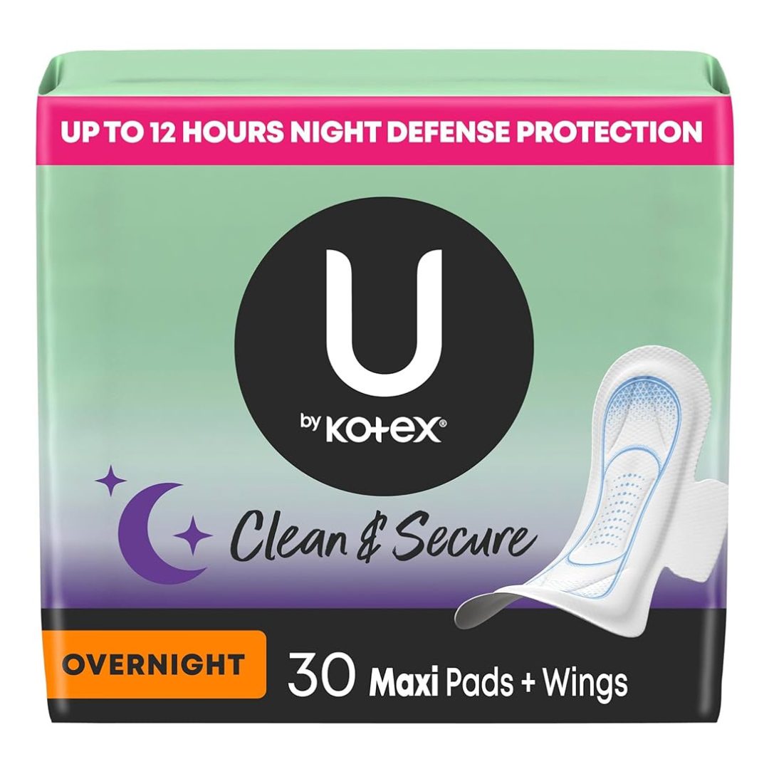 KOTEX Overnight Pads with Wings 30 ct
