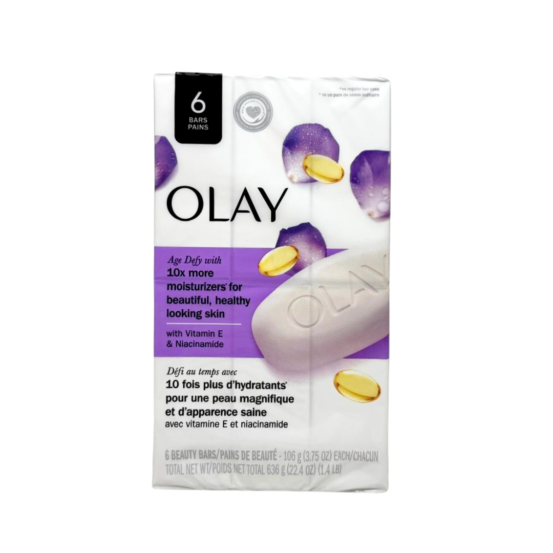 Olay Age Defy Bar Soap with Vitamin E & Niacinamide (3.75oz x 6 Bars)
