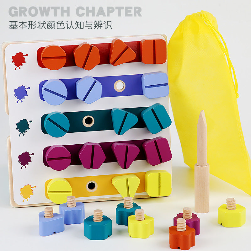 Kindergarten Screw-and-nut Shape Matching Color Puzzle Building Blocks