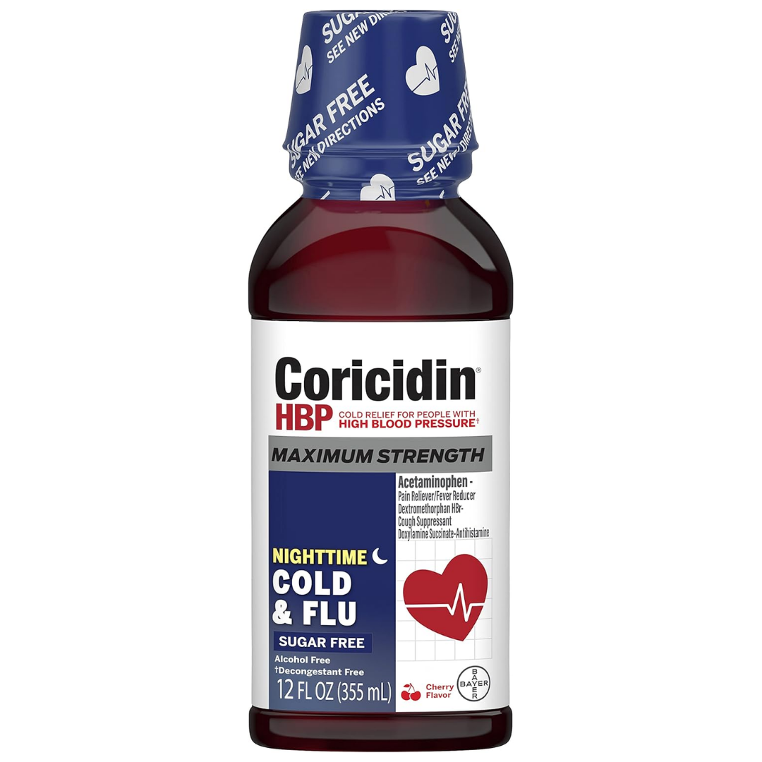 Coricidin HBP Nighttime Cold & Flu Relief Liquid (12oz)
