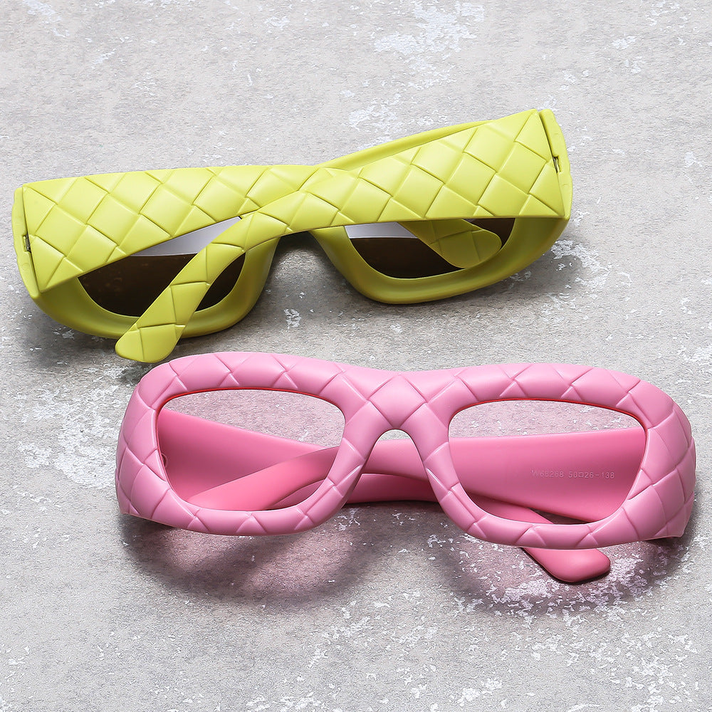 Weaving design frame, personalized fashion sunglasses, men's and women's high-end sense, European and American ins trend sun protection sunglasses