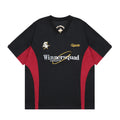Color Block Splicing V-Neck Sports Short Sleeve T-Shirt Men's Letter Embroidery Breathable Quick-Dry Loose Casual Top