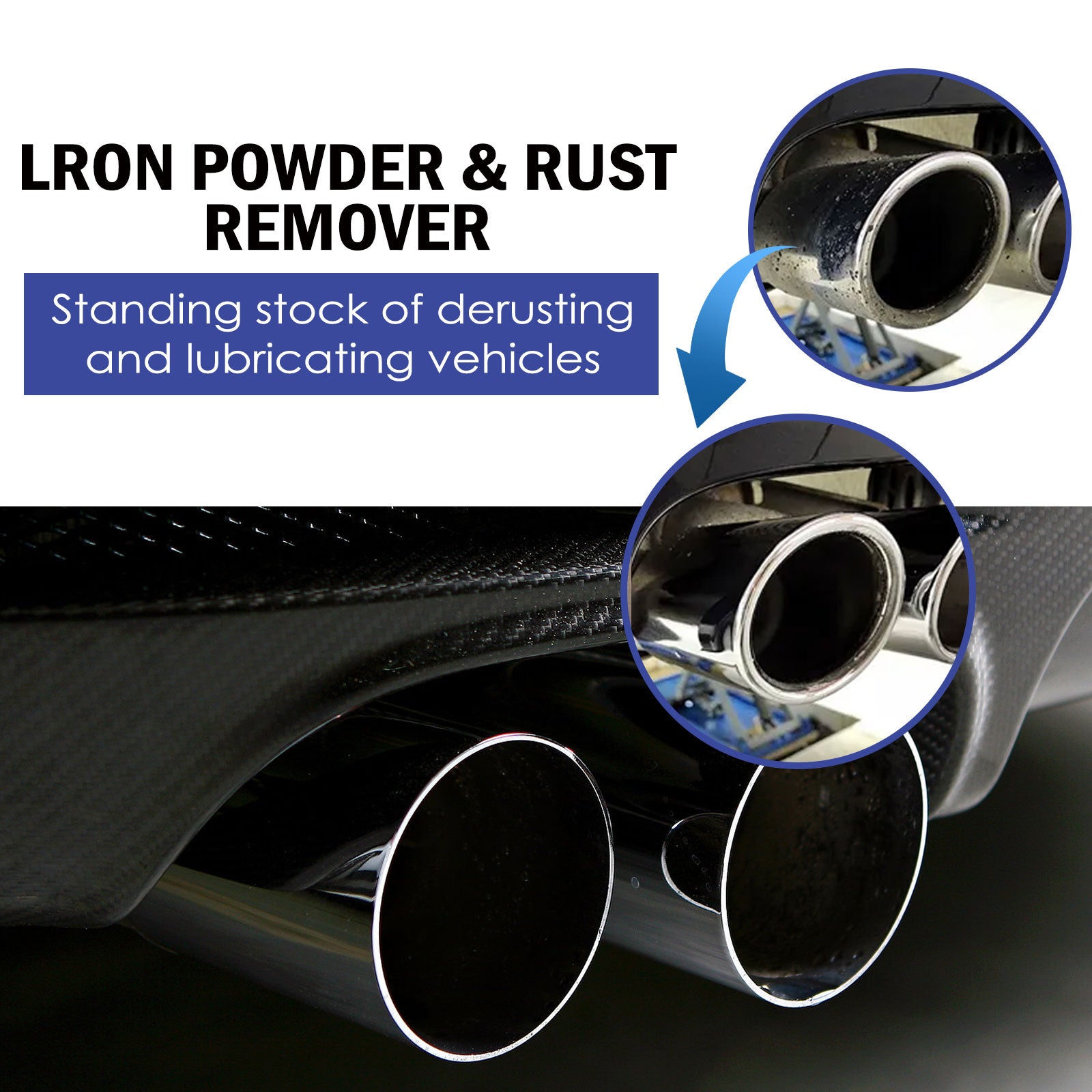 Lron Powder & Rust Remover, Multi-Functional Metal Rust Remover For Automobile And Motorcycle Exhaust Pipe Rust Renovation Maintenance