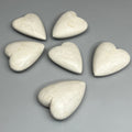 KALALOU SET OF 6 HAND CARVED STONE HEART IN WHITE A5742
