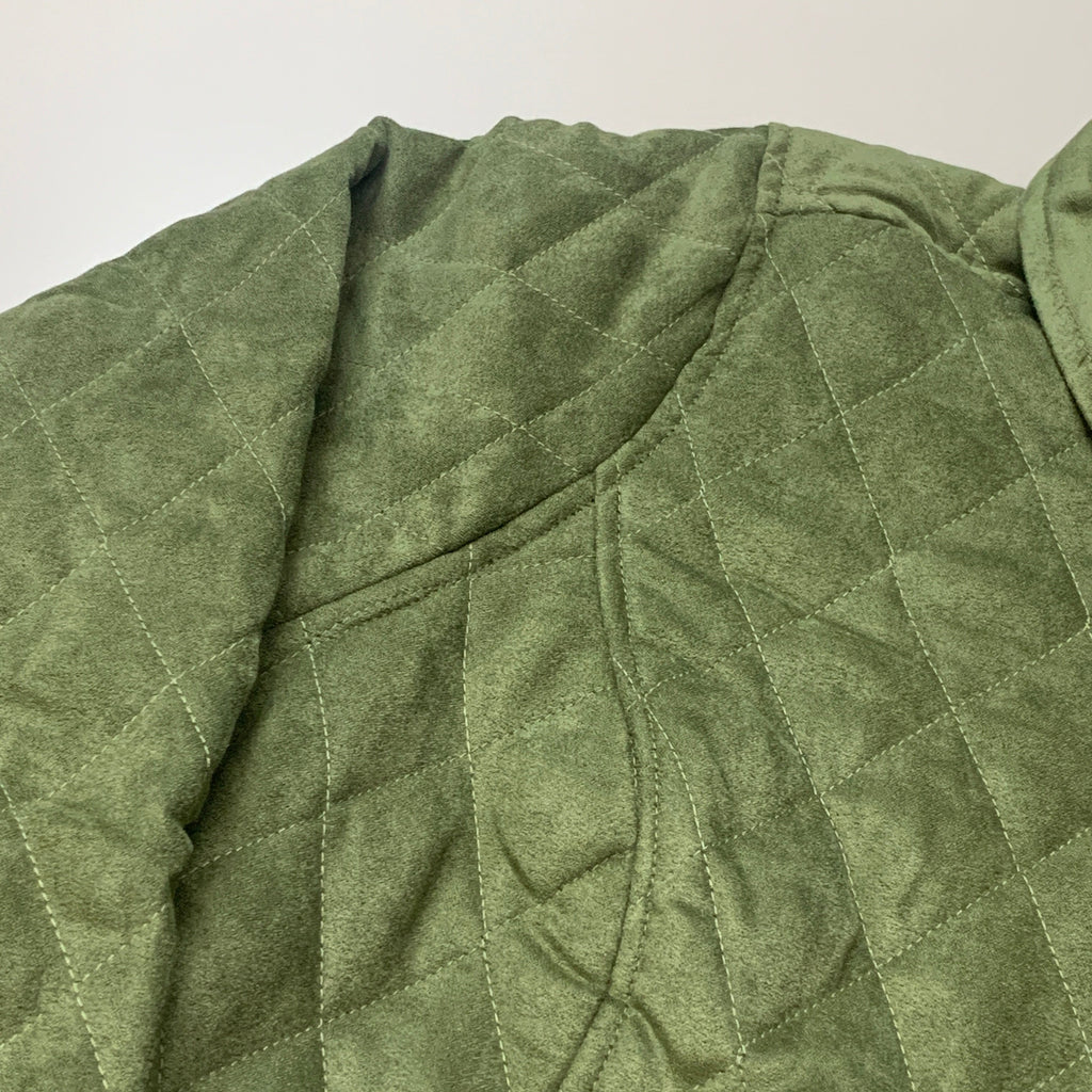BRIDGE HAMPTON ISSAC MIZRAHI LIVE! Faux Suede Coat Full Snap Up Basil Size 2X