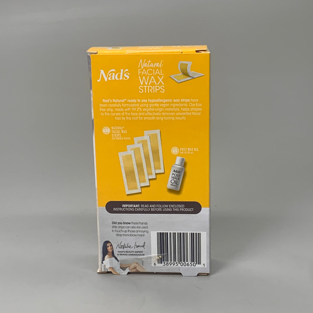NADS Natural Facial Wax Strips Vegan With Post Wax Oil 6501EN06 (New)