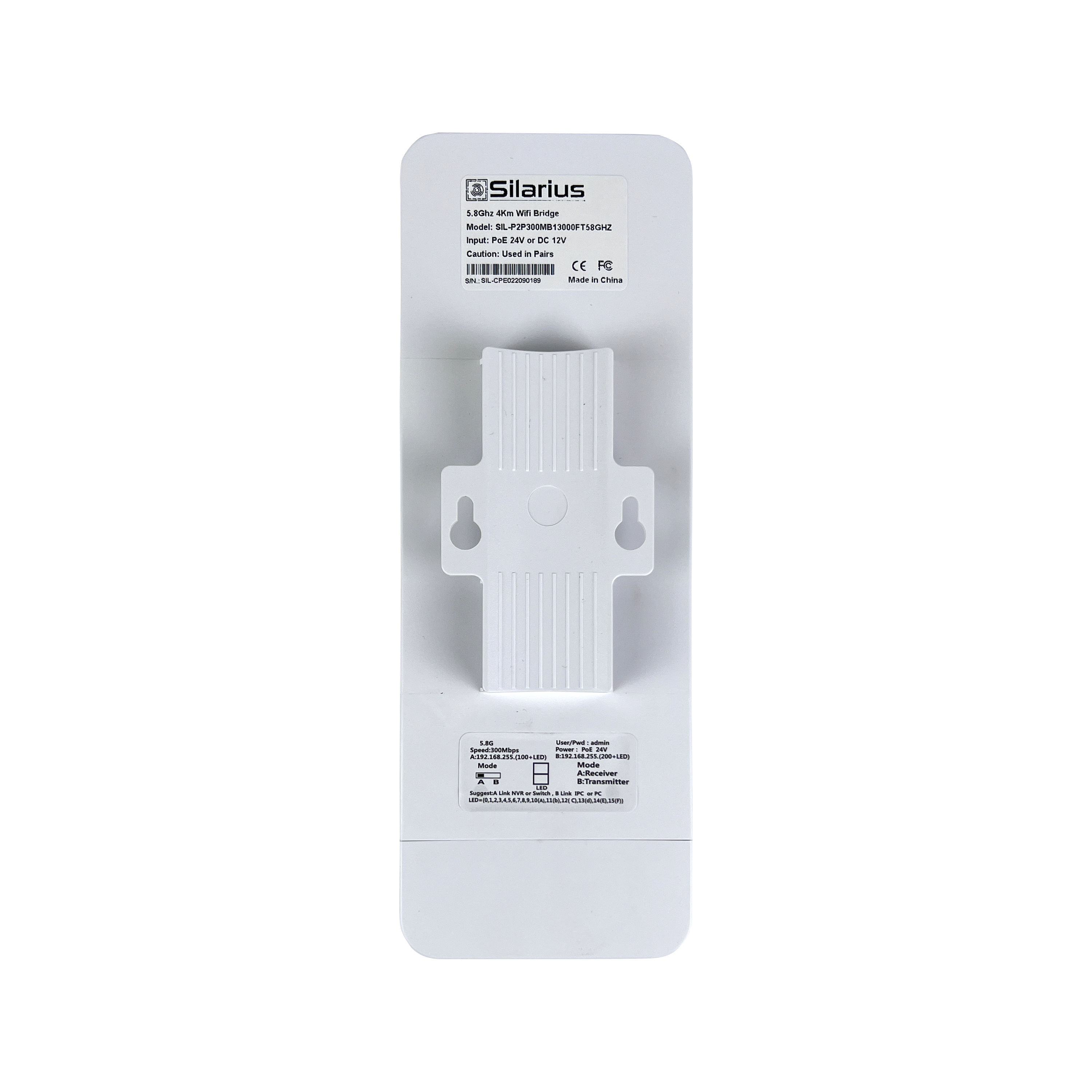 Silarius SIL-P2P300MB13000FT58GHZ Outdoor CPE P2P 5.8GHz 300Mbps - Pair (Up to 4Km/13,000ft)