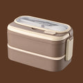 Large capacity double-layer insulated lunch box 304 stainless steel portable handle compartment lunch box with cutlery