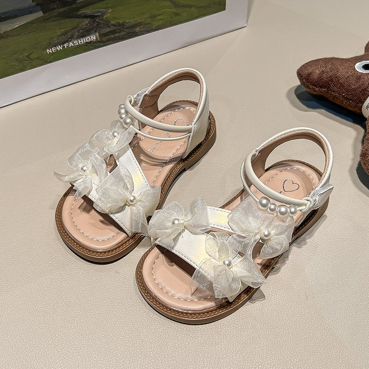Fairy Style Girls' Baby Princess Sandals, Bow Shaped Children's Roman Shoes, Summer New Style Girls' Beach Shoes