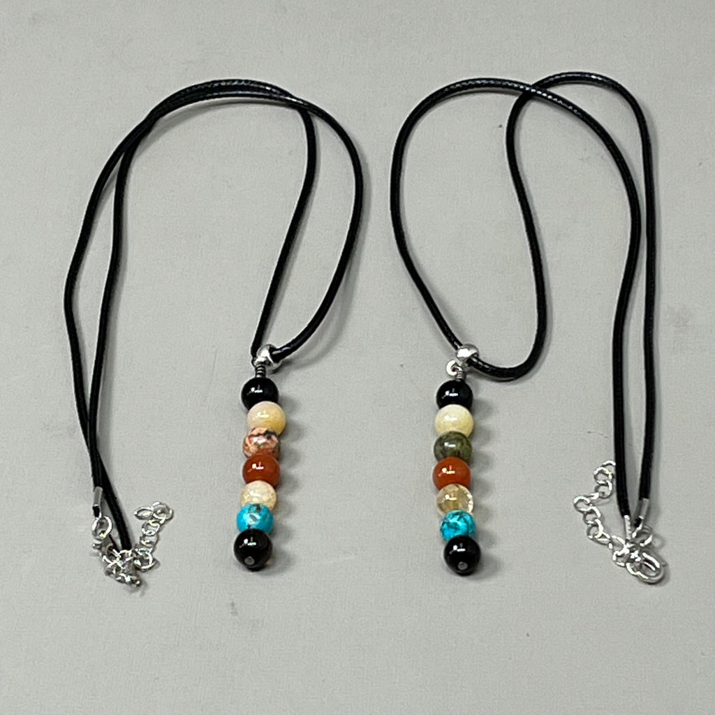 VIBRANT BLUE OILS(2 PACK) Chakra 7 Bead Healing Gemstone Necklace Jewelry Medium