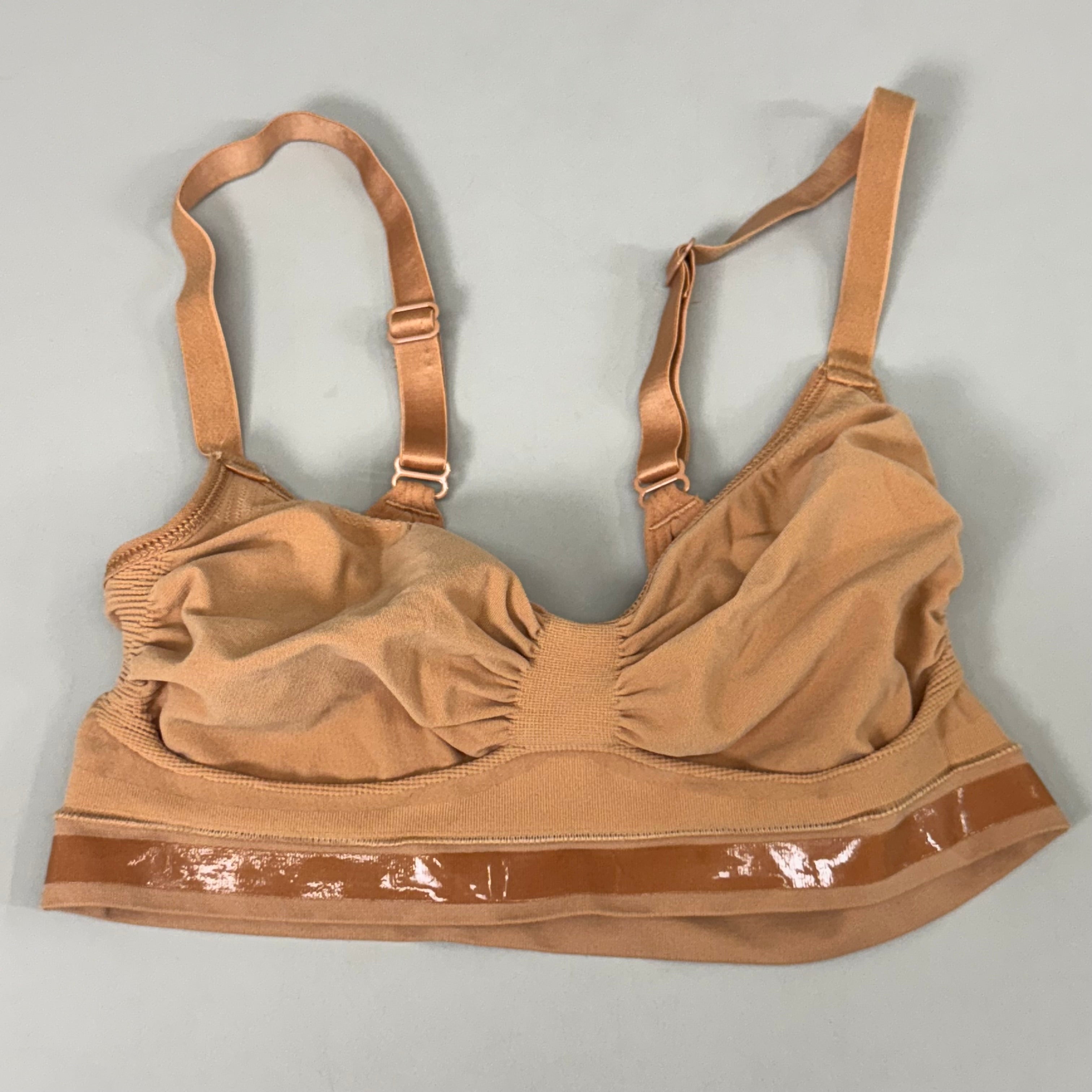 SKIMS Strong Support Seamless Bralette Pique Stitching Women's Sz L/XL Bronze