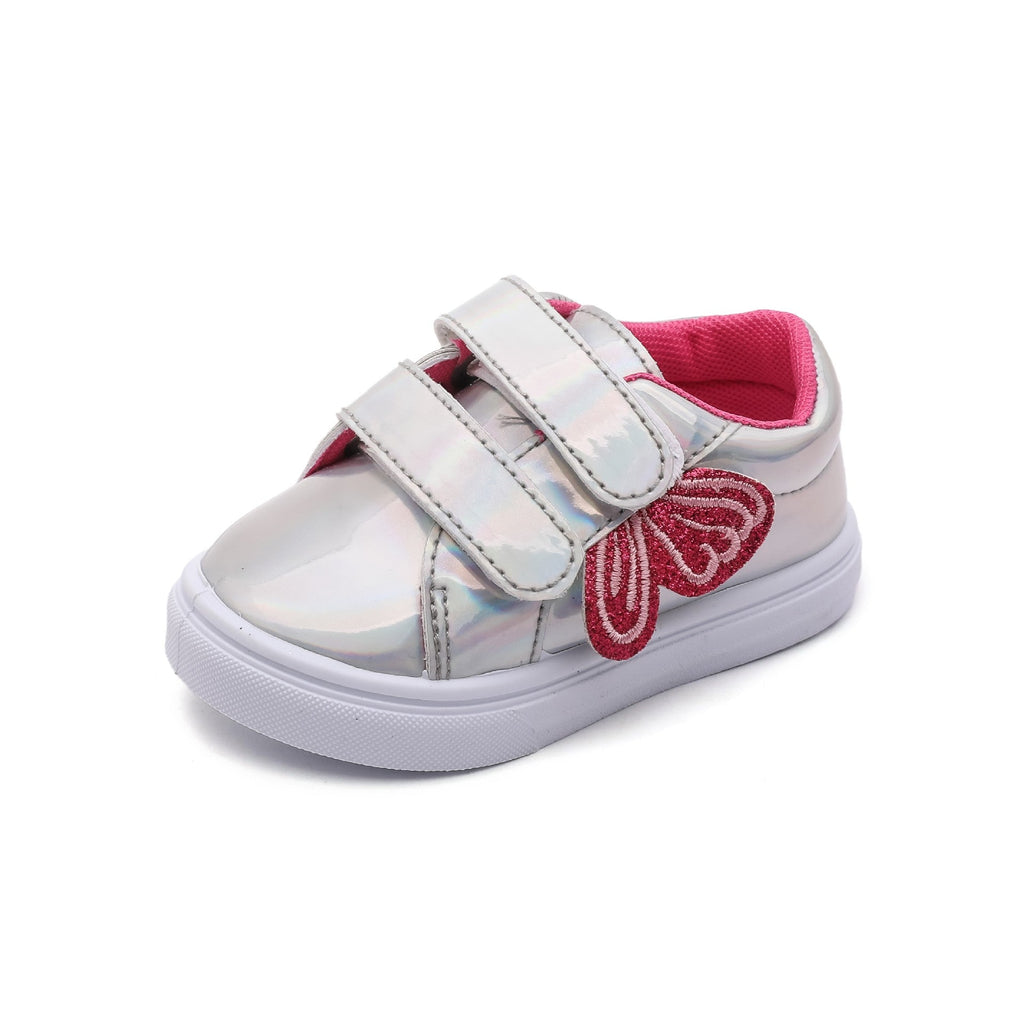 Childrens Mirror Panel Shoes Trendy Sequin Girls Shoes Cute Classic Velcro Designs