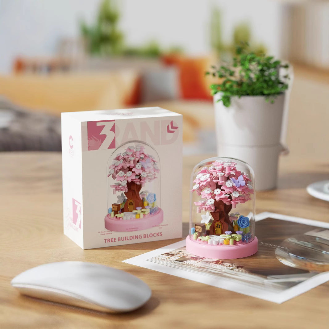 Building Block Bouquet Cherry Blossom Tree House Arbor Day Micro Particles