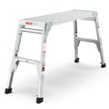 Aluminum Work Platform Large Size Step Stool Folding Portable Work Bench 40" Width Telescopic Feet 22" -27.5" Height Adjustable
