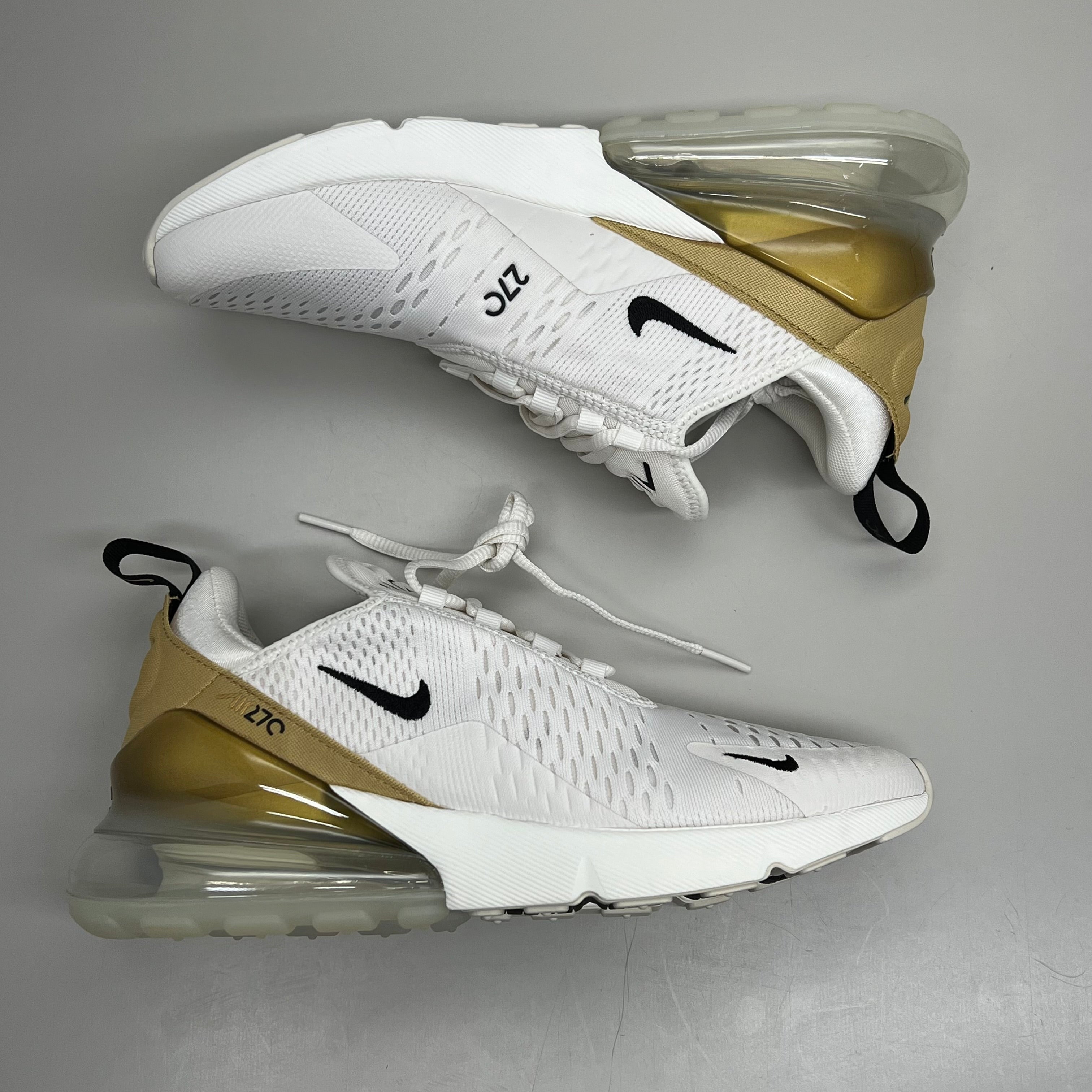 NIKE W Air Max 270 Foam Insole Mesh Sneakers Women's Sz 7 White Gold DZ77736 001