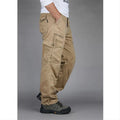 Men's Cotton Cargo Overalls for Camping & Hiking - Straight-Leg, Multi-Pocket Baggy Trousers