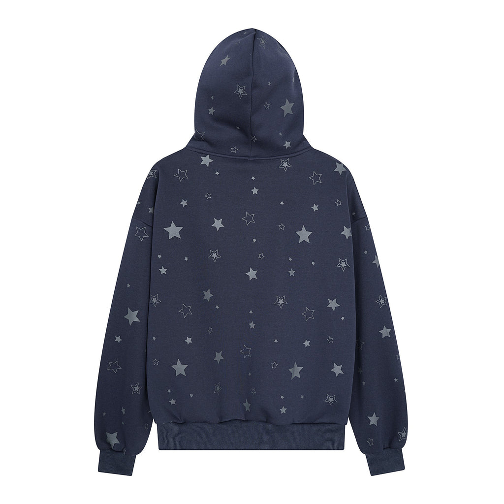 Star letter printed fleece hooded sweatshirt