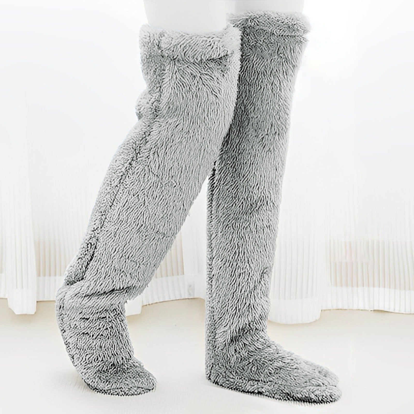 Indoor Plush Warmth Long Socks Cute Fuzzy Socks Over Knee Winter Leg Warmers Plush Sock Slippers Cozy Stocking