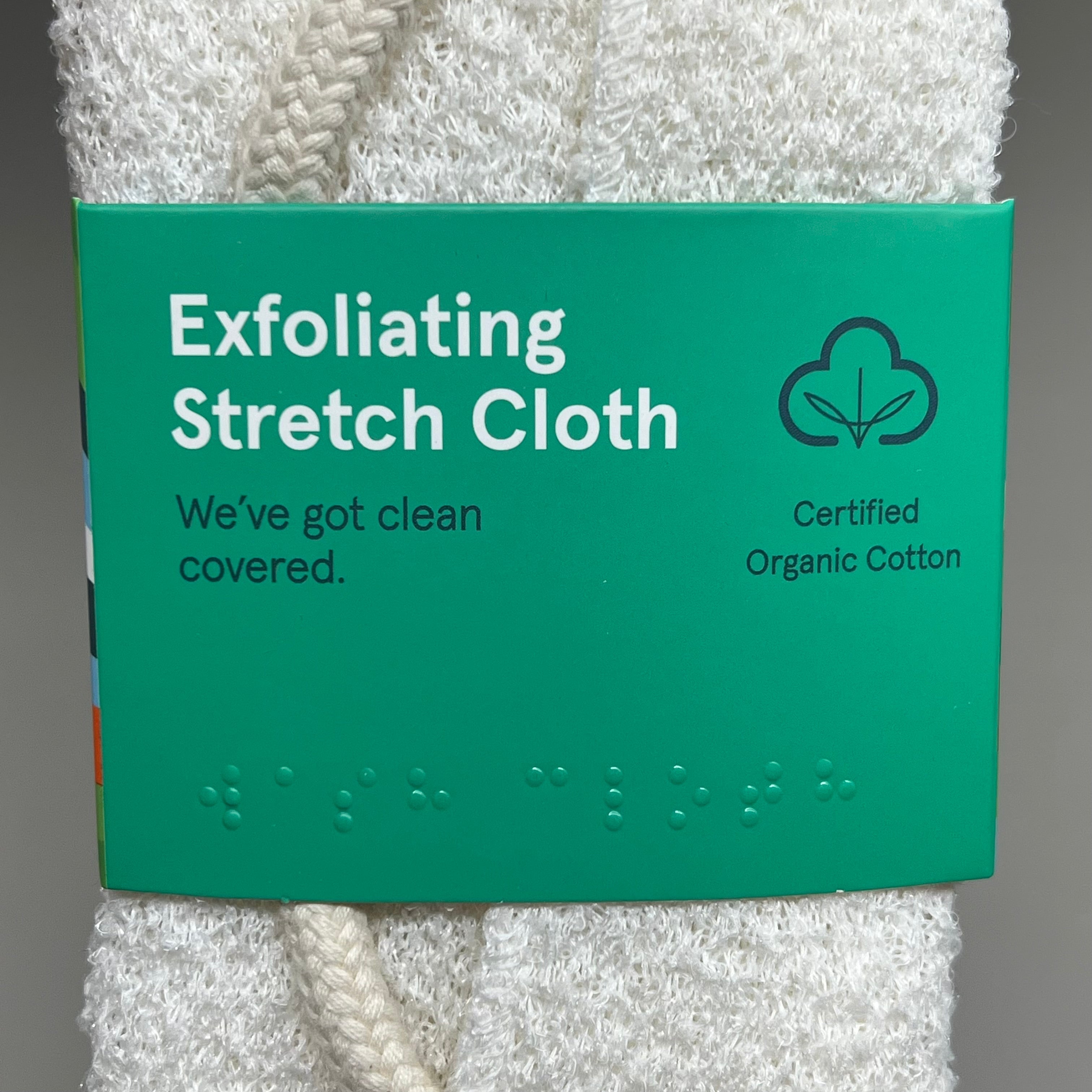 CLEANLOGIC Certified Organic Cotton Exfoliating Stretch Cloth 17"x 8" 1200219