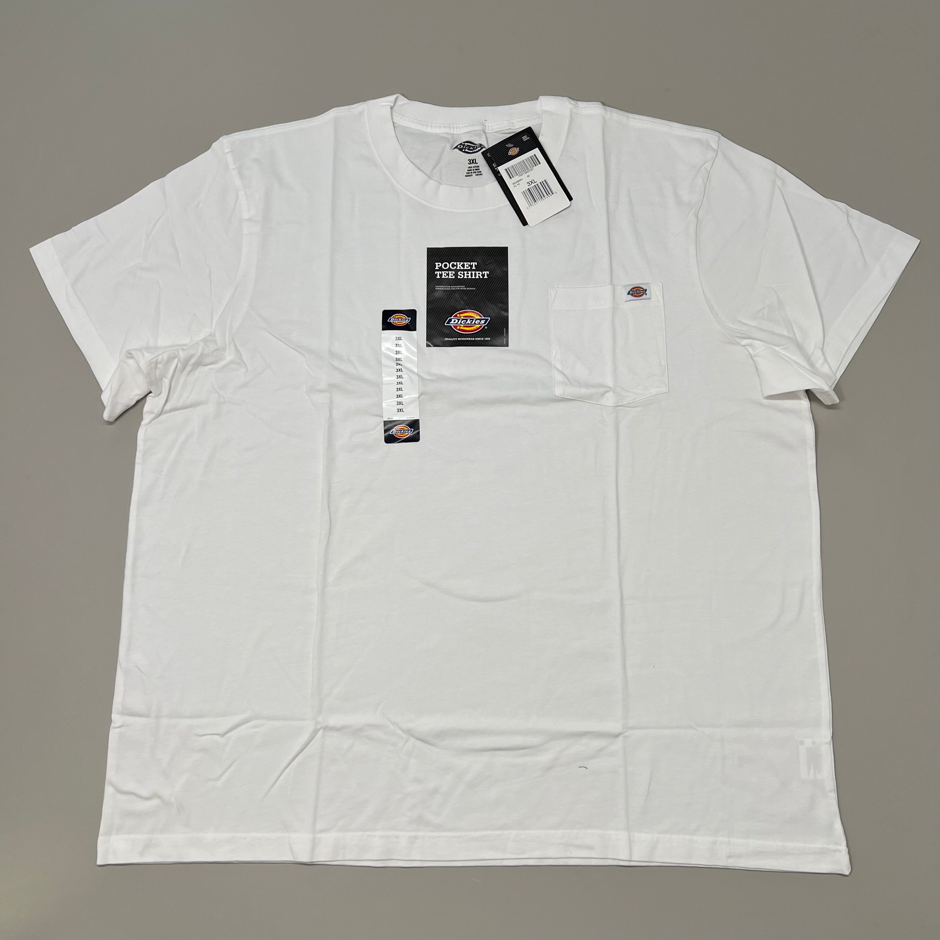 DICKIES Lightweight Short Sleeve Pocket Tee Shirt Men's Sz 3XL White WS436WH