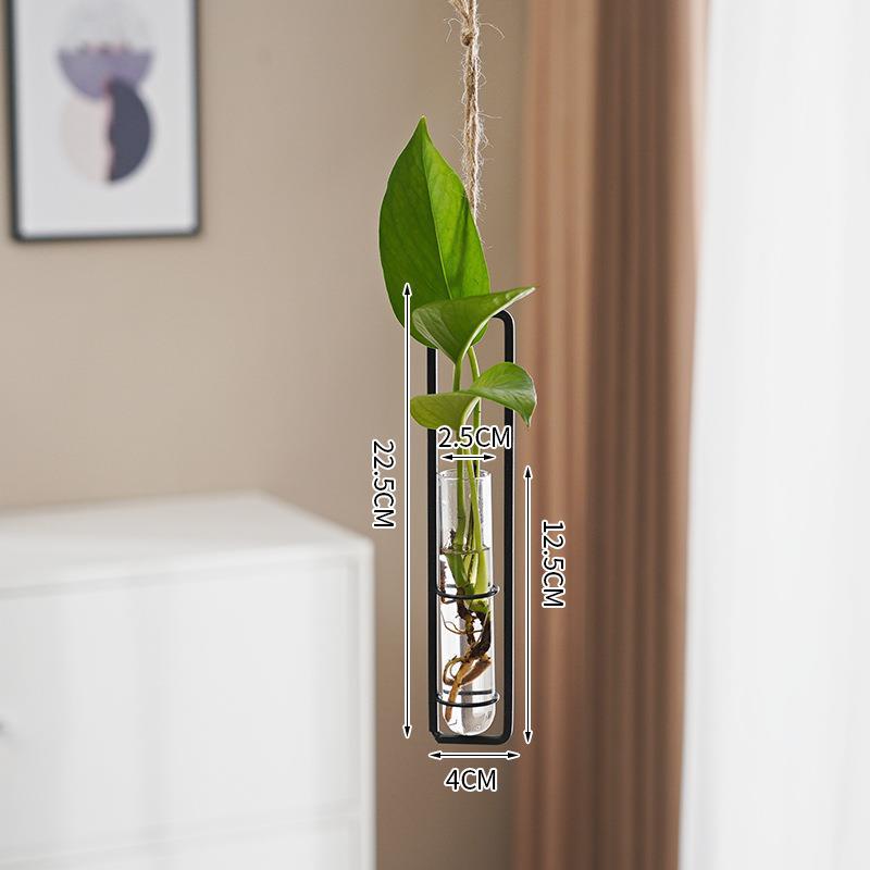 Scandinavian-Style Glass Hydroponic Vase for Living Room with Creative Hanging Door Decor and Wall Ivy Plant Water Cultivation Transparent Pot