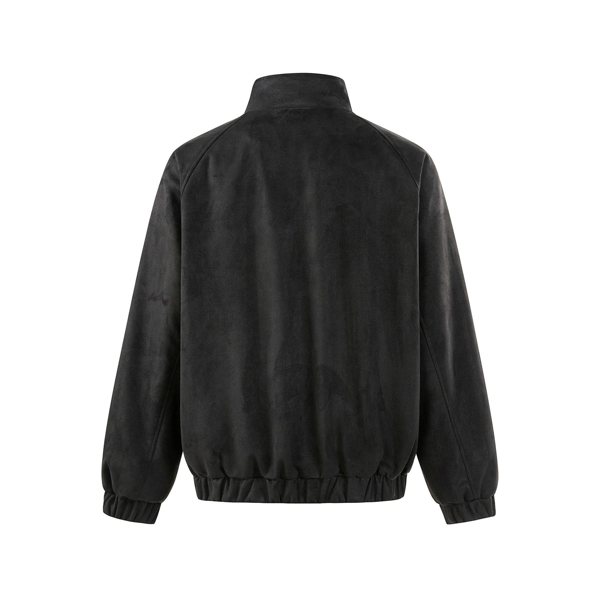 Simple Embroidery  Velvet  Stand Collar Loose Fit  Jacket Outerwear
