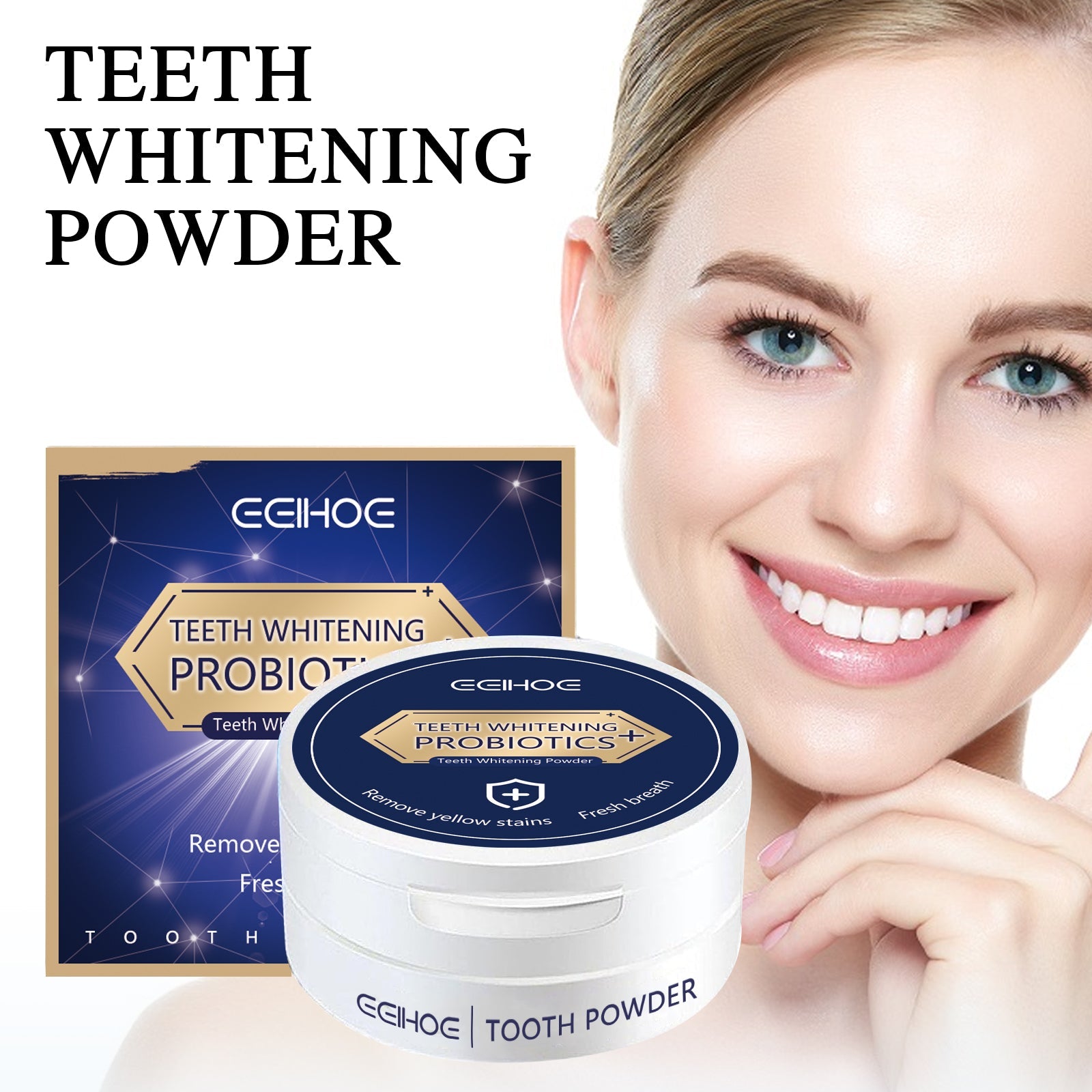 White Tooth Powder, Teeth Cleaning Brightening White Fresh Mouth Beauty Powder