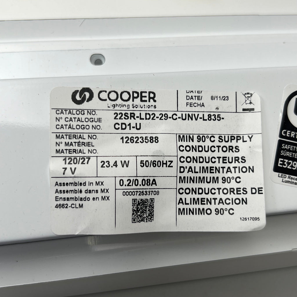 METALUX COOPER Lighting Solutions SkyRidge LED Troffer 24”x 24” 22SR-LD2-29-C-UNV-L835-CD1-U