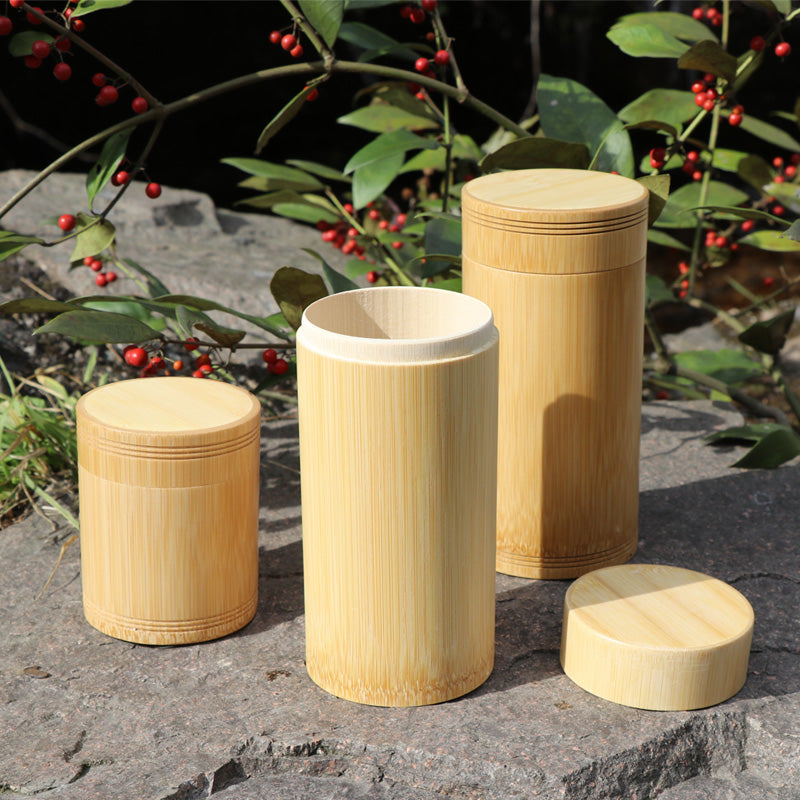 Bamboo Storage Bottles Jars Wooden Small Box Containers Handmade For Spices Tea Coffee Sugar Receive With Lid Vintage
