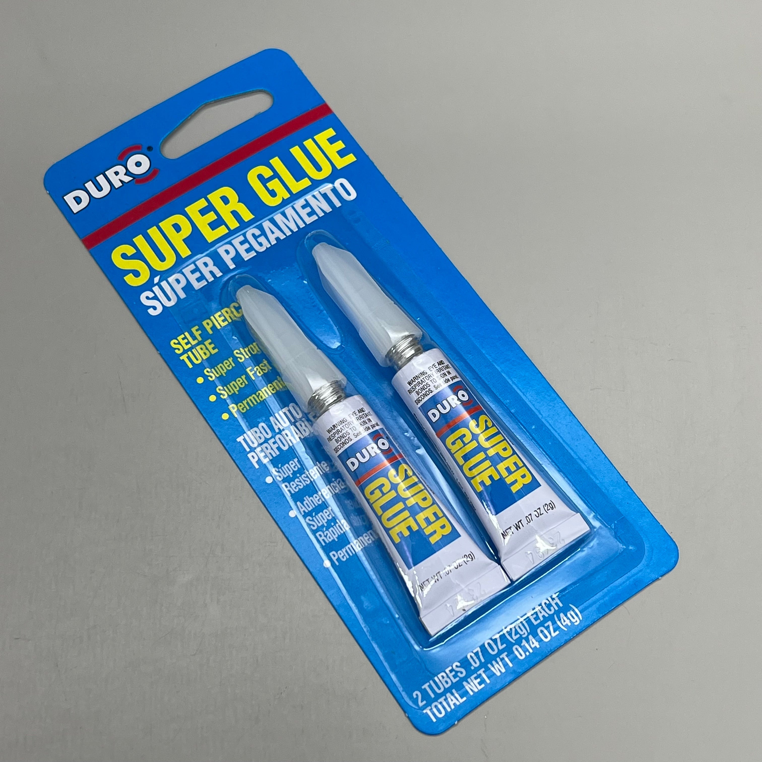 DURO (12 PACK) Super Glue Tube Self Piercing Permanent Clear 2pk .07oz 1347649