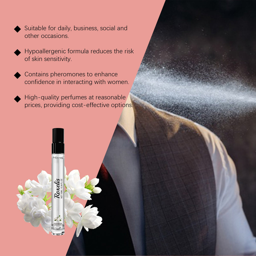 Roxelis Pheromone Infused Perfume, Men's Perfume Long Lasting Cologne Jasmine Perfume Natural Fresh Charm Leave Fragrance