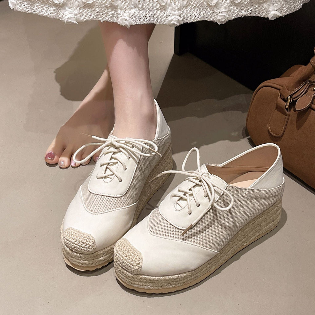 Fisherman's shoes woven grass slope heel women's shoes waterproof front strap high-heeled slope heel fisherman's casual shoes ﻿
