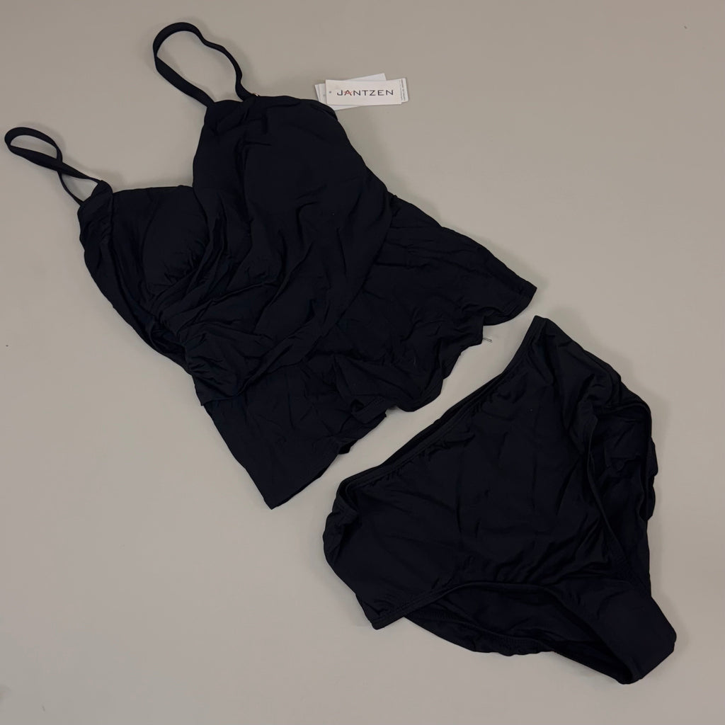 JANTZEN Womens Bathing Suit Women's Black Tankini Sz-8 JZ22731S