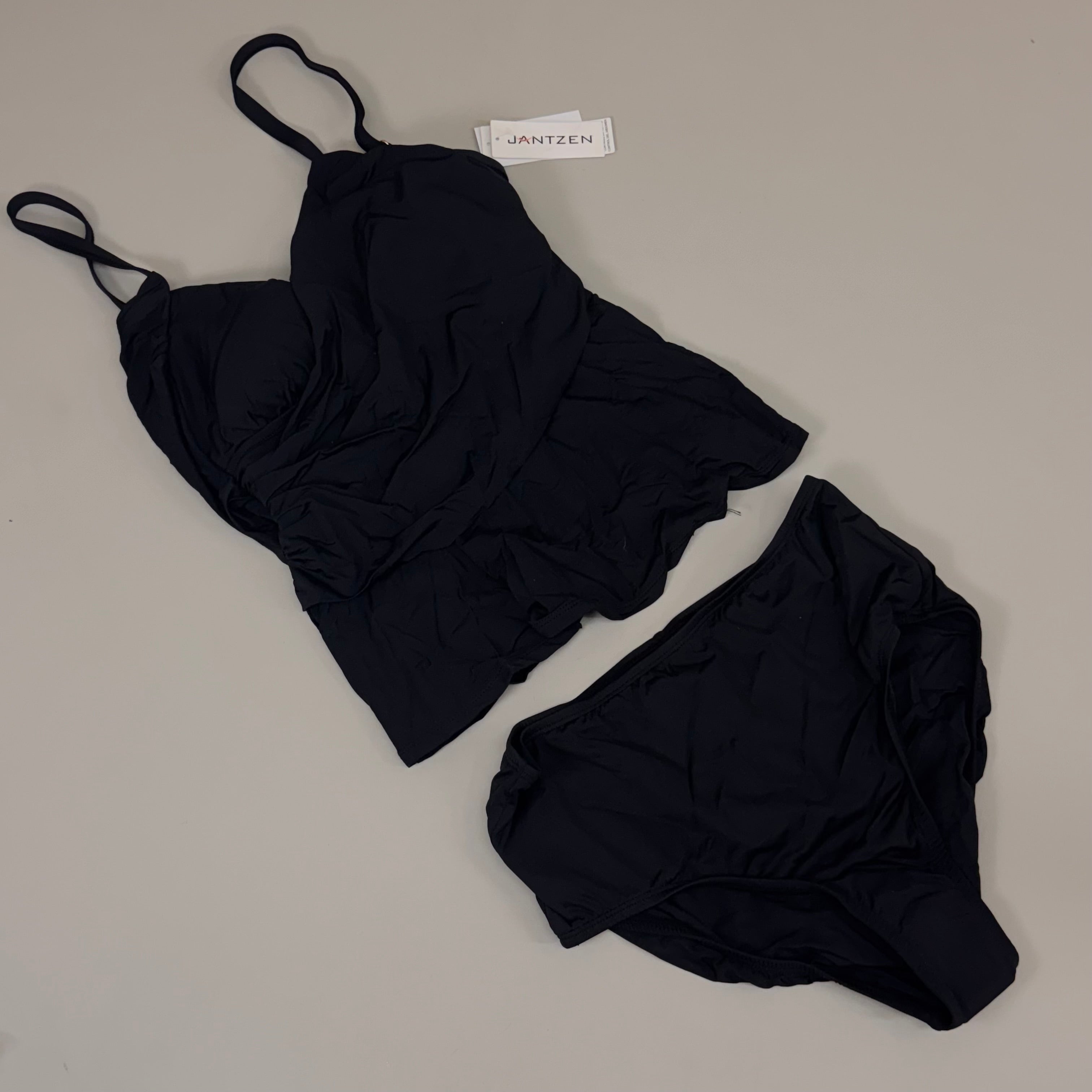 JANTZEN Womens Bathing Suit Women's Black Tankini Sz-8 JZ22731S