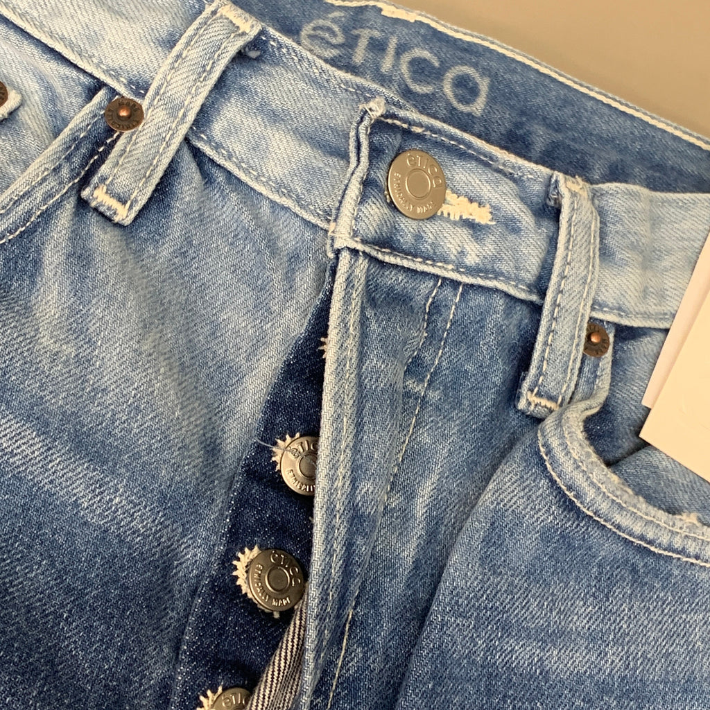 ETICA Tyler Vintage Straight Crop Jeans 100% Cotton Shipwreck Size 24 EW178114A