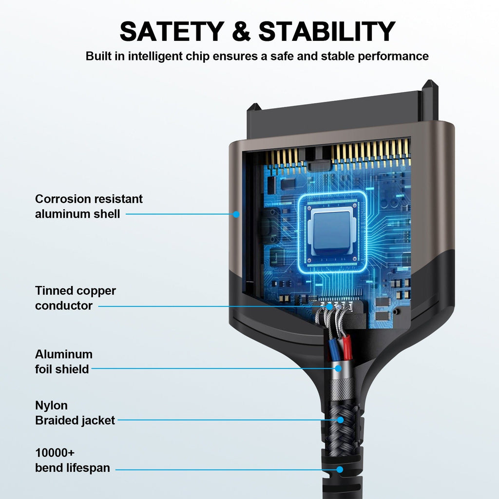 USB 3.0 to SATA Easy Drive Cable Serial Hard Disk 2.5-inch Mobile Hard Disk Adapter Cable USB Aluminum Alloy Shell